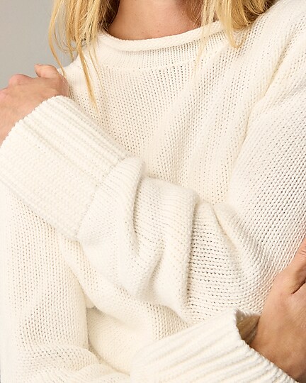 Heritage cotton Rollneck™ sweater in stripe-Ivory
