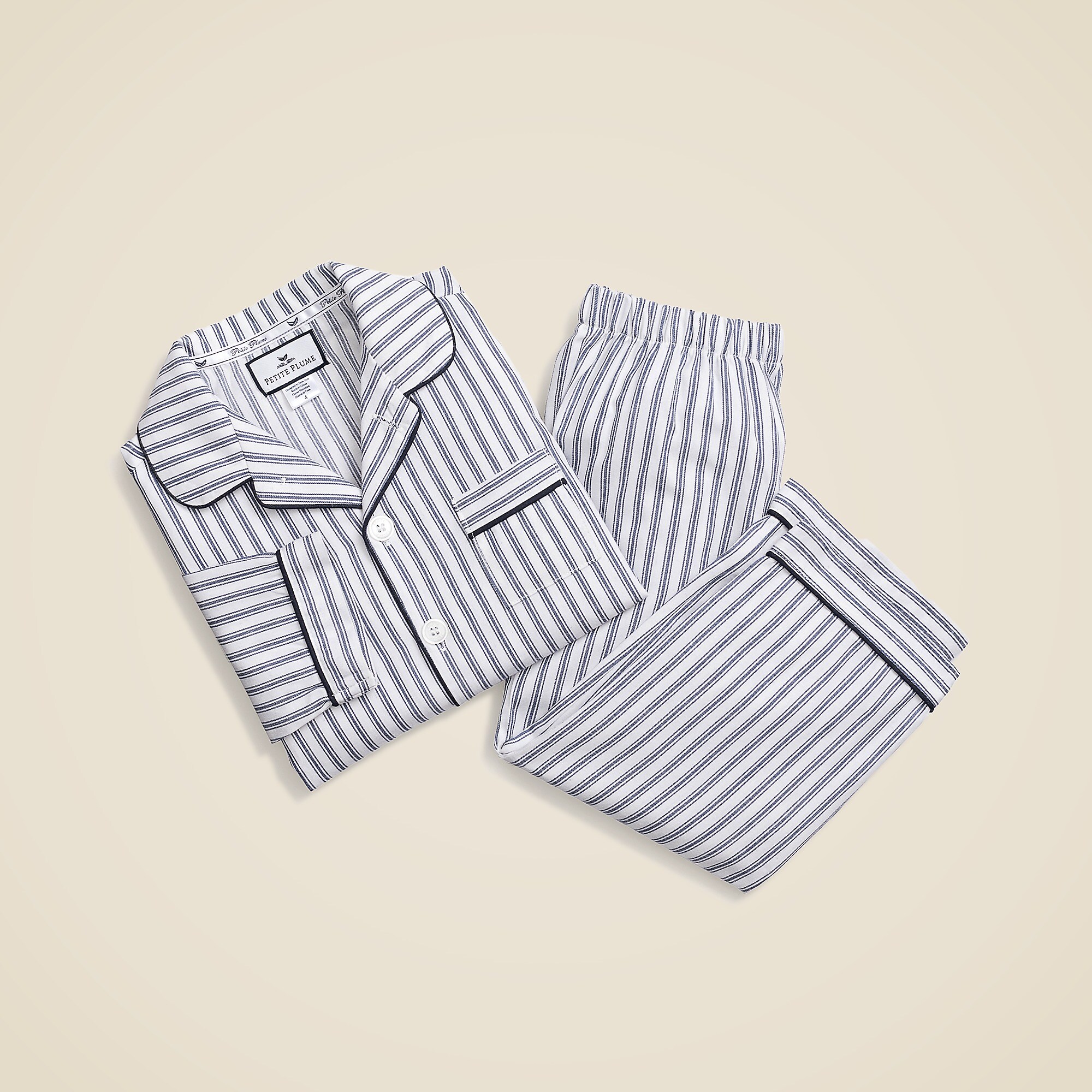 Petite Plume™ kids' pajama set in french ticking-Blue Multi