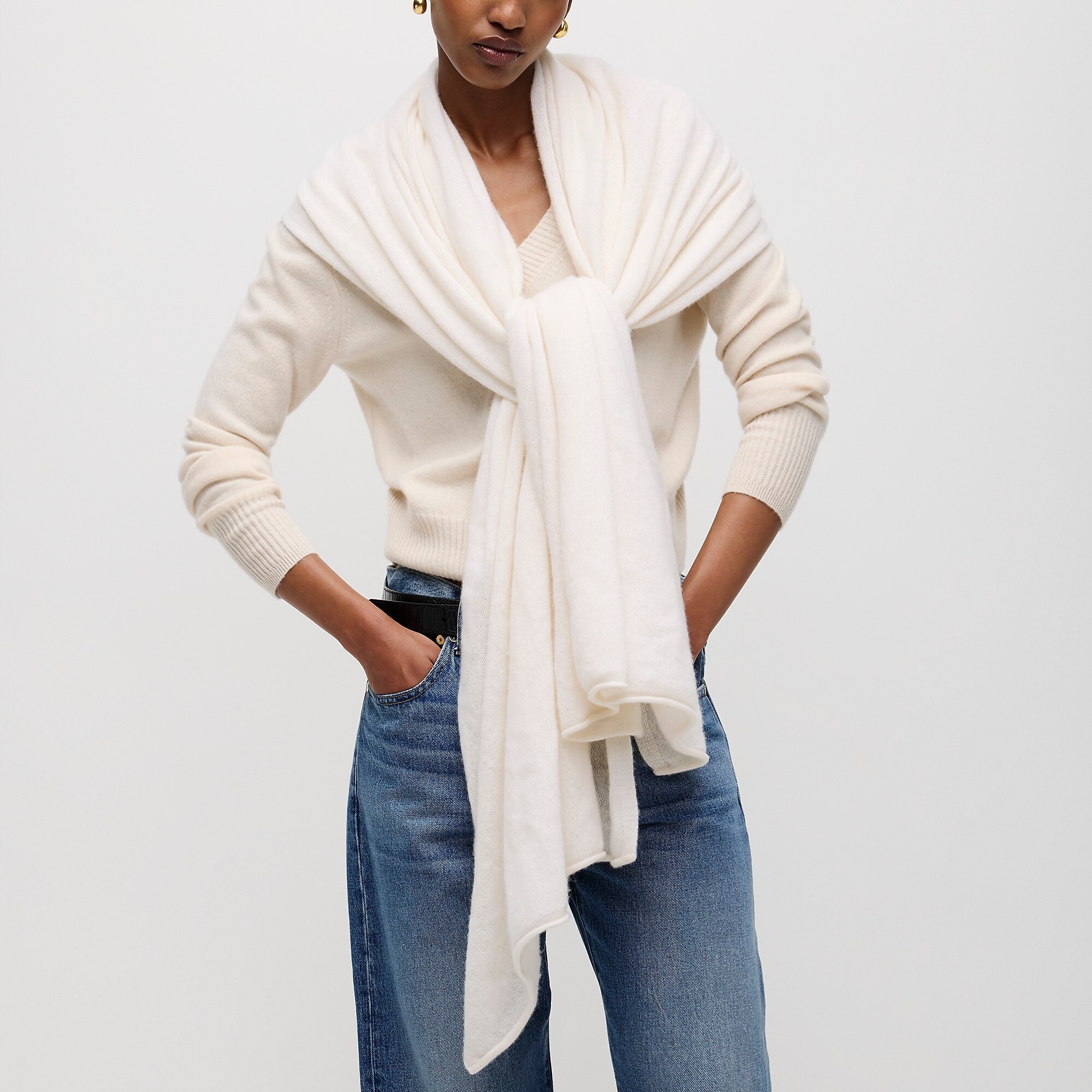 Oversized cashmere wrap-Ivory