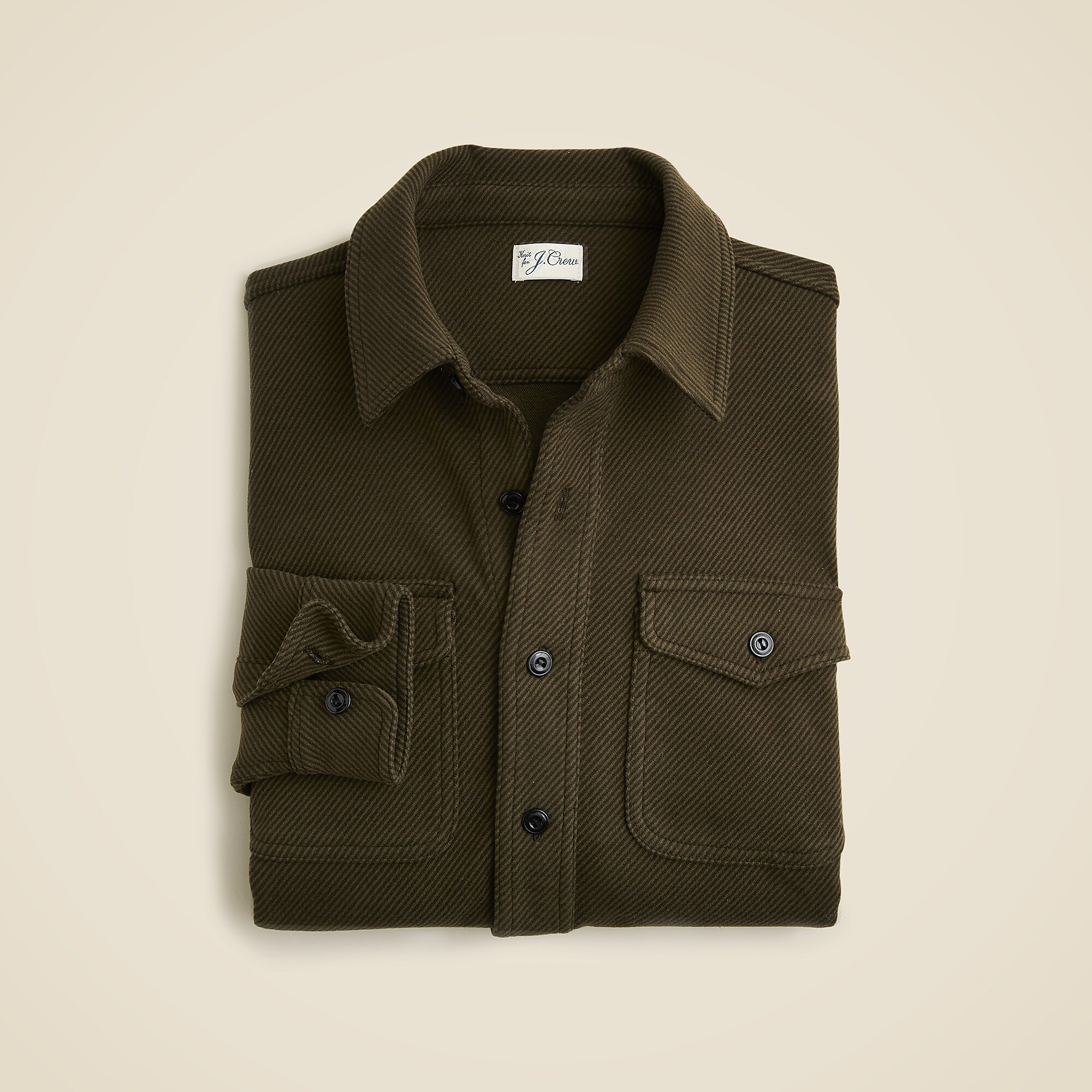 Seaboard soft-knit shirt in plaid-Twill Olive Dark Moss