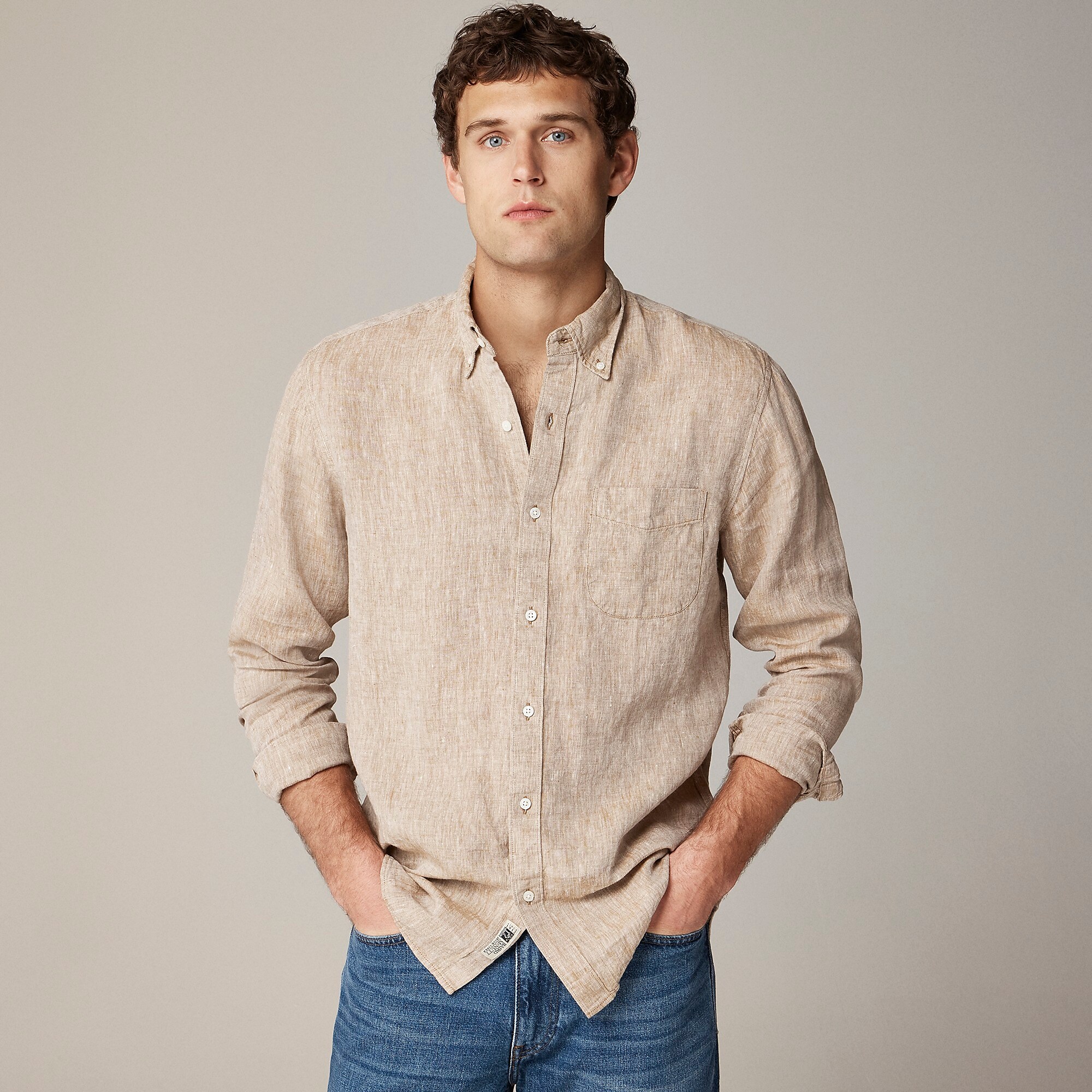Baird McNutt Irish linen shirt-Light Cedar