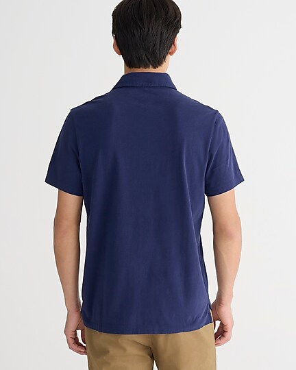 Sueded cotton polo shirt in stripe-Ultramarine