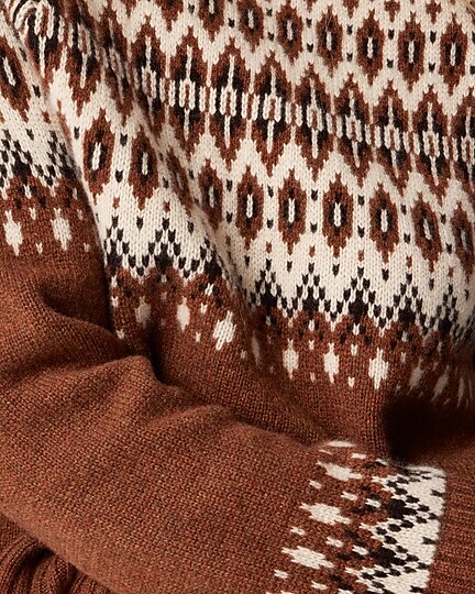 Cashmere diamond Fair Isle sweater-Rust Cream Chocolate