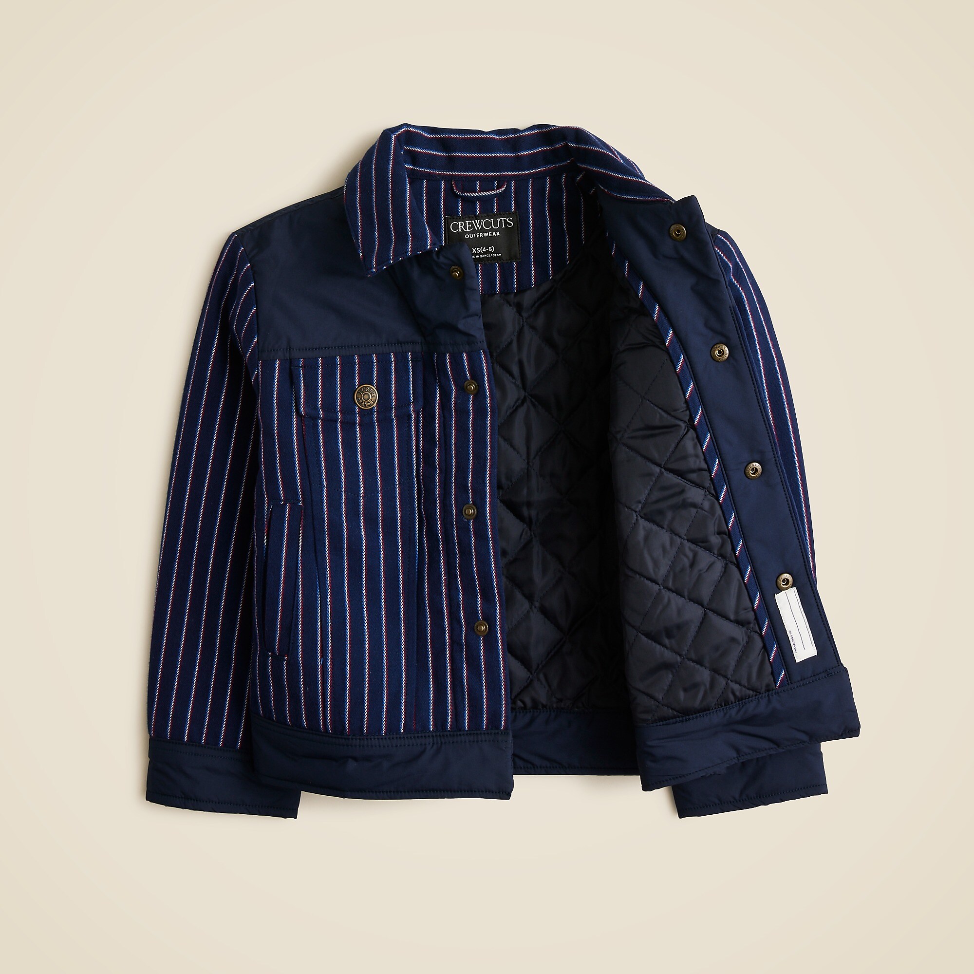 Kids' faux-wool jacket in pinstripe-Dark Evening Stripe