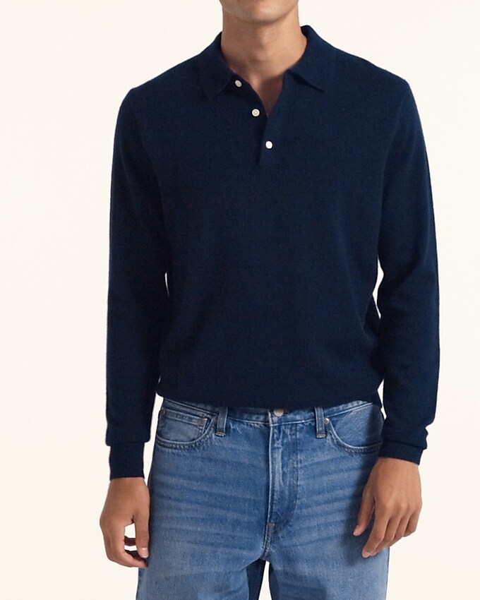 Cashmere collared sweater-polo-Navy