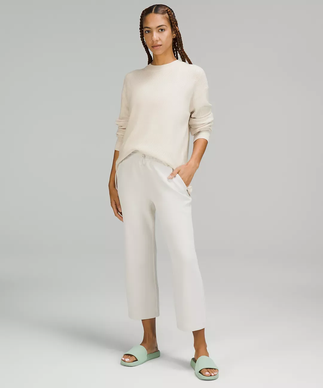 Merino Wool-Blend Ribbed Crewneck Sweater