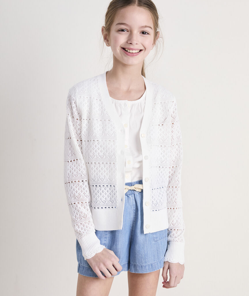 Girls' Pointelle Cardigan