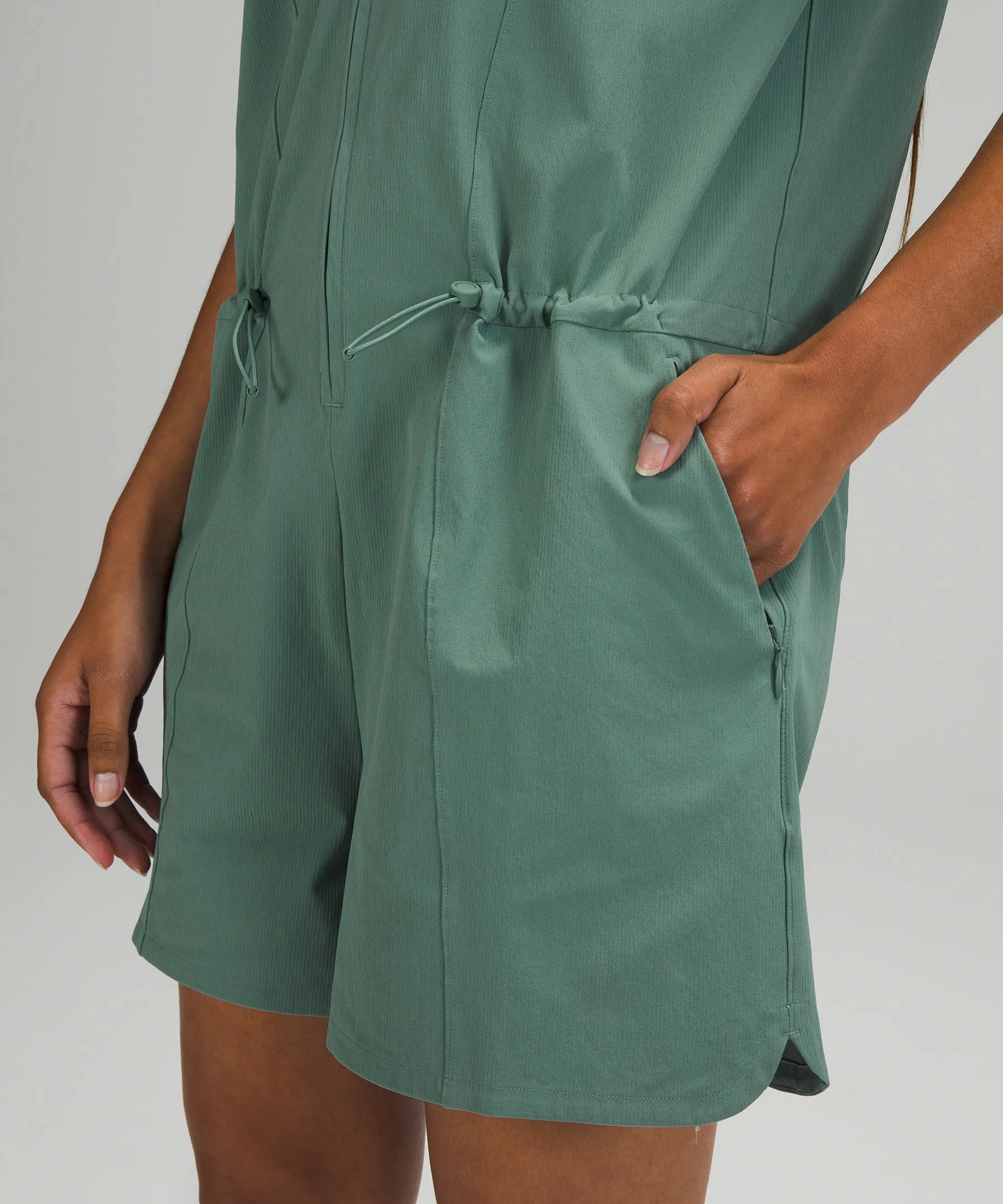 Stretch Rib Pocketed Romper