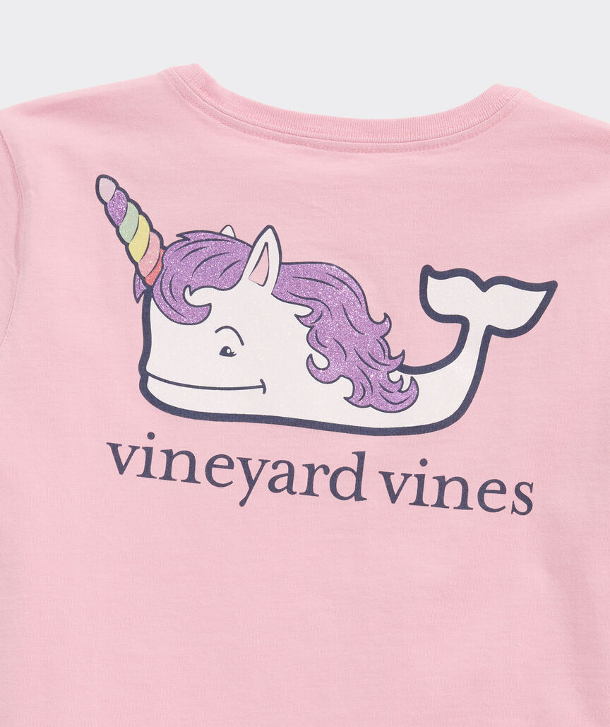 Girls' Glitter Unicorn Whale Short-Sleeve Pocket Tee