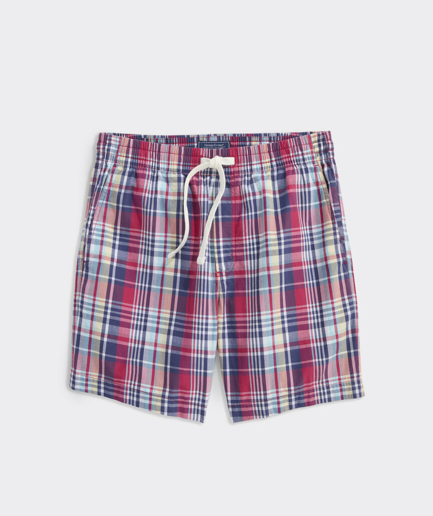 7 Inch Surfside Madras Pull-On Shorts