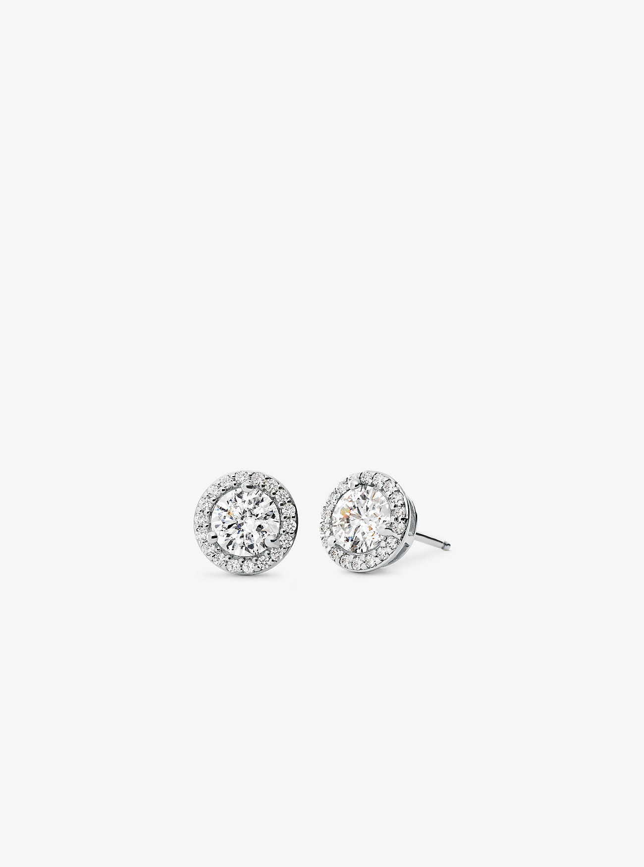 Precious Metal-Plated Sterling Silver Pavé Stud Earrings