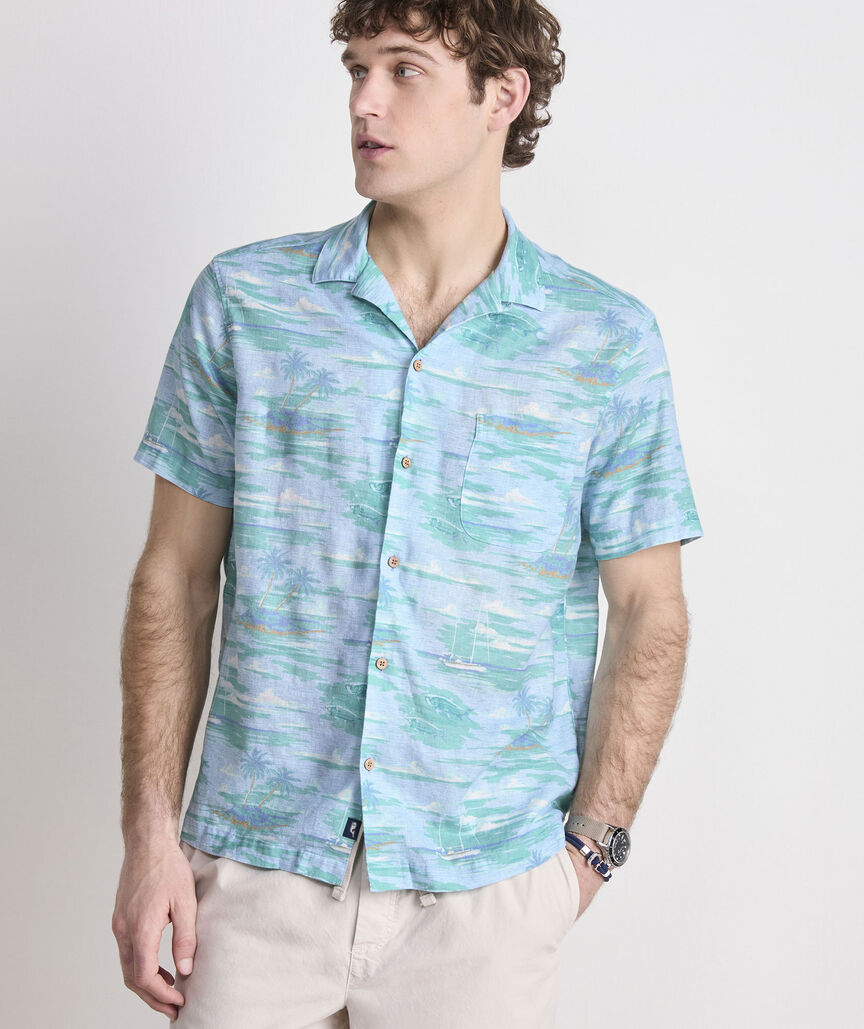 Island Life Linen Blend Short-Sleeve Cabana Shirt