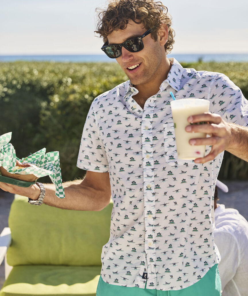 Island Hopping Cotton Madras Short-Sleeve Shirt