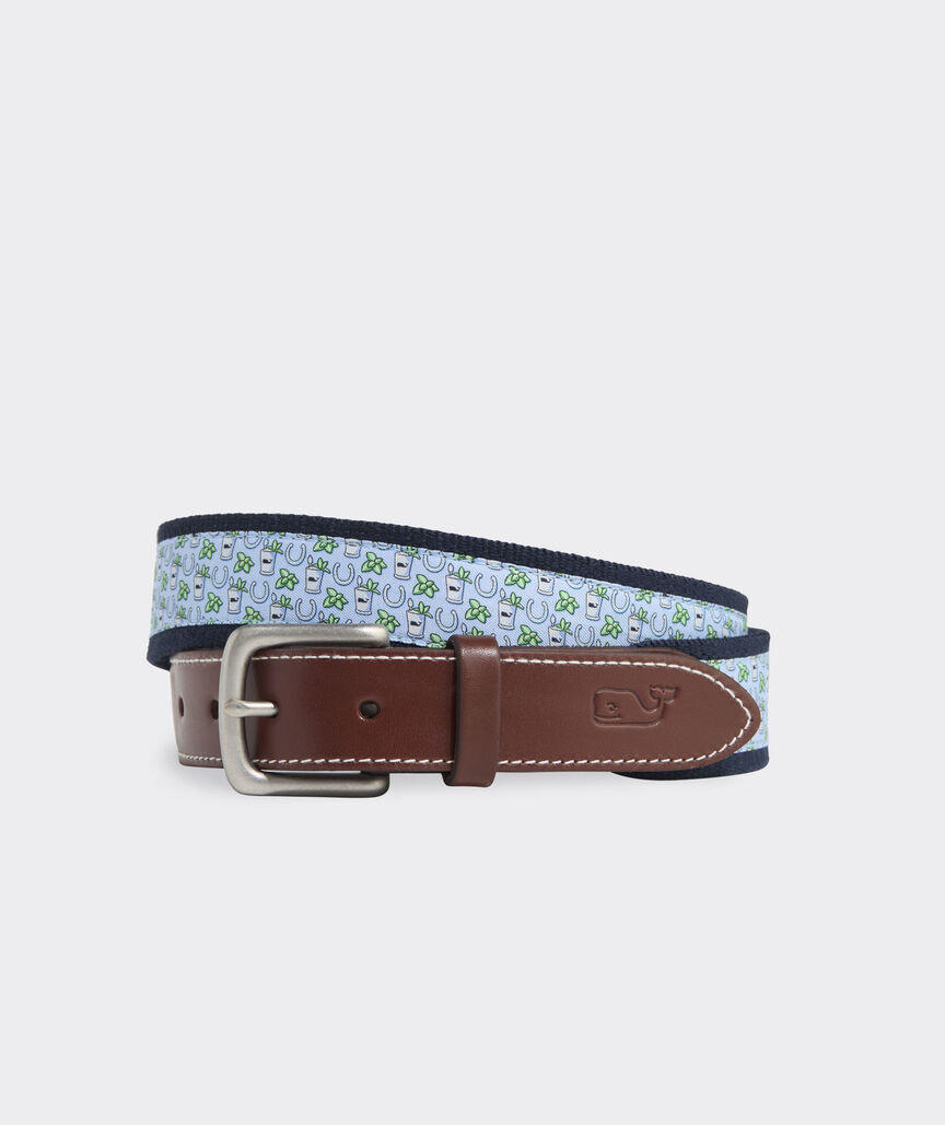Kentucky Derby Mint Julep Canvas Club Belt