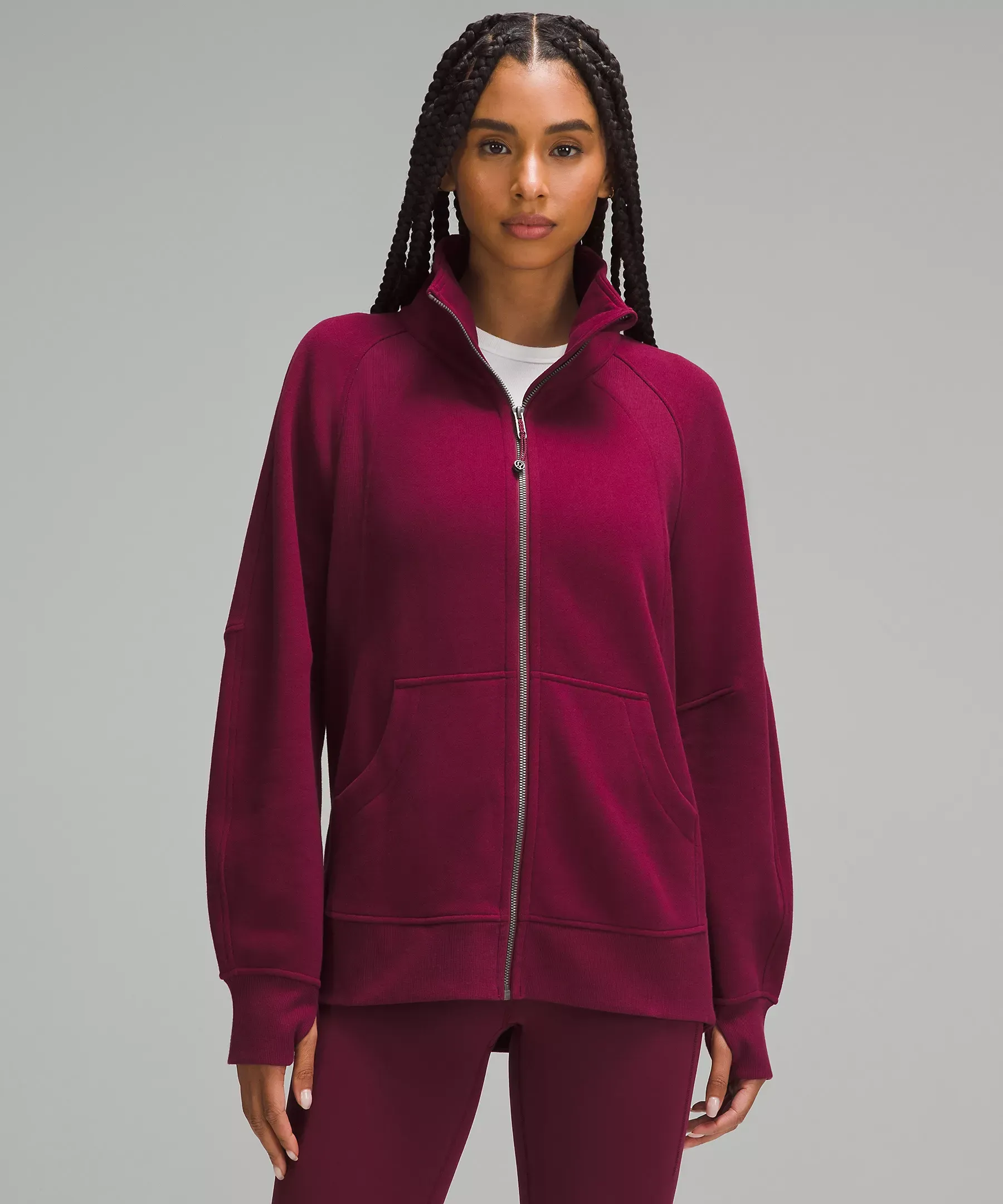 Scuba Oversized Funnel-Neck Full Zip Long NEW