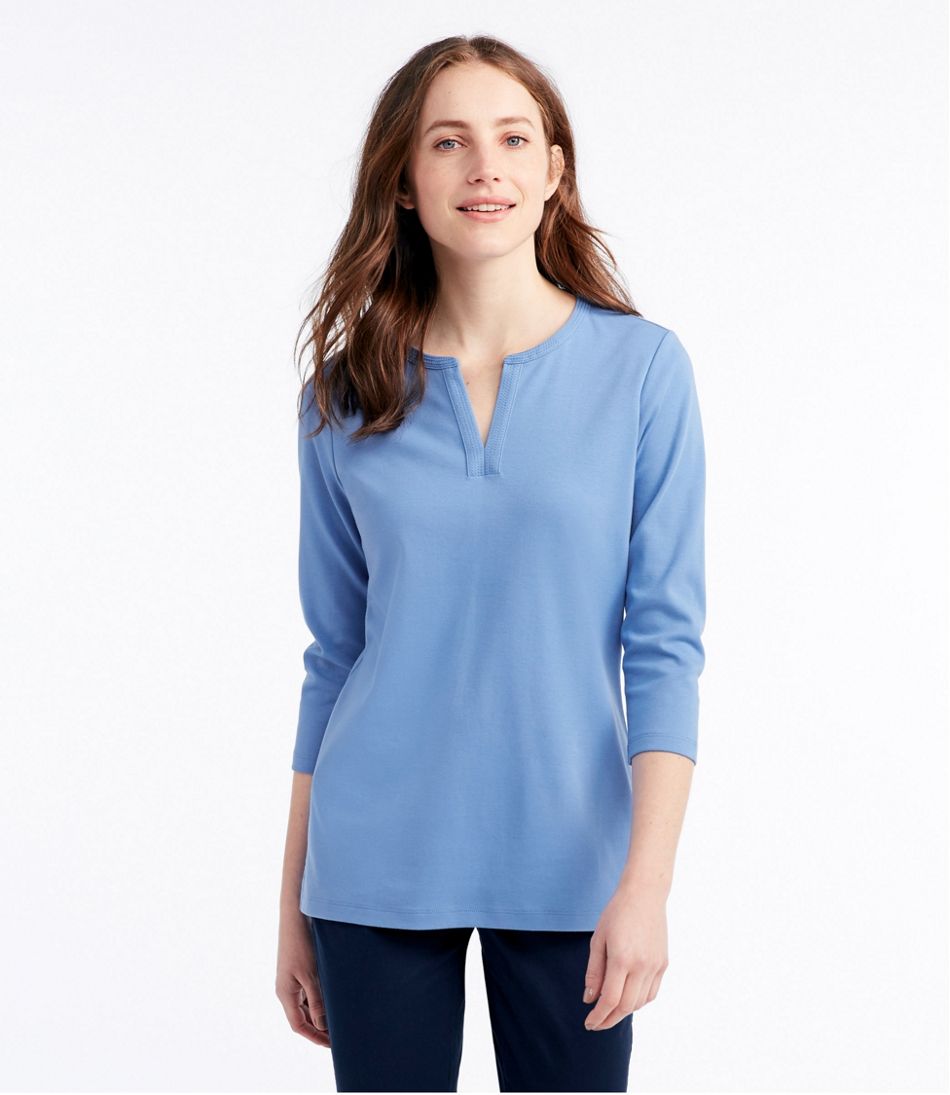 Women's Tee, Three-Quarter-Sleeve Splitneck Tunic