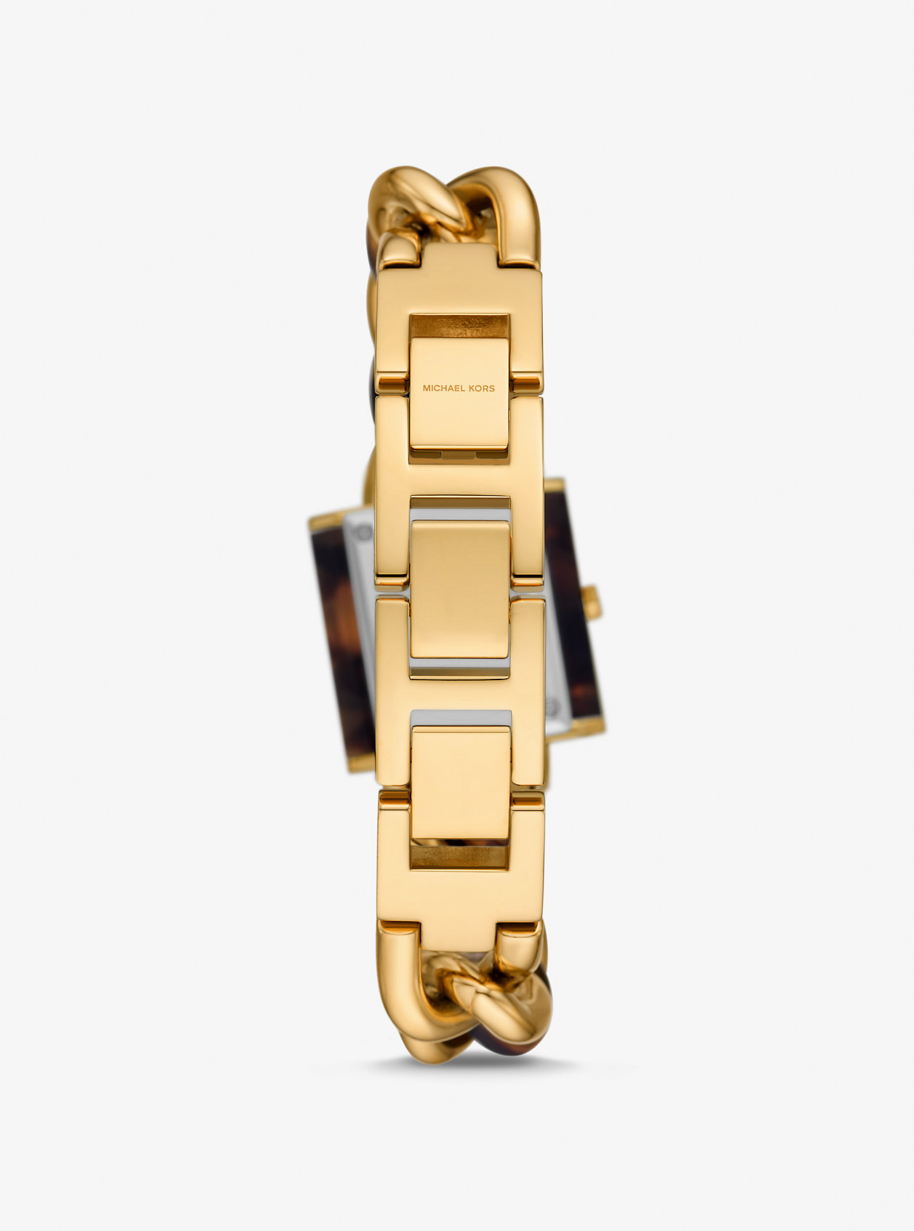 Petite Lock Pavé Gold-Tone and Tortoiseshell Acetate Chain Watch