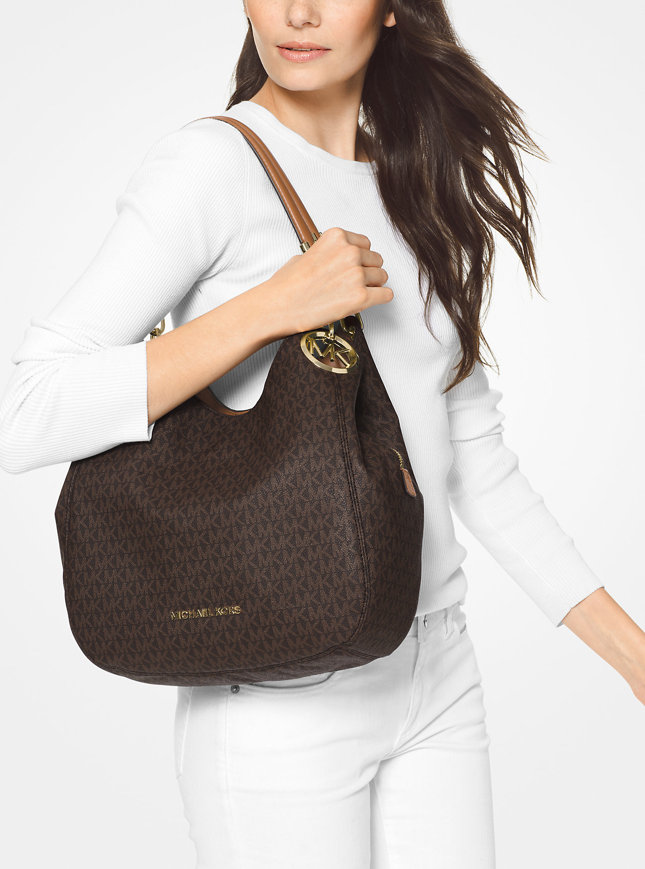 Lillie Large Signature Logo Shoulder Bag