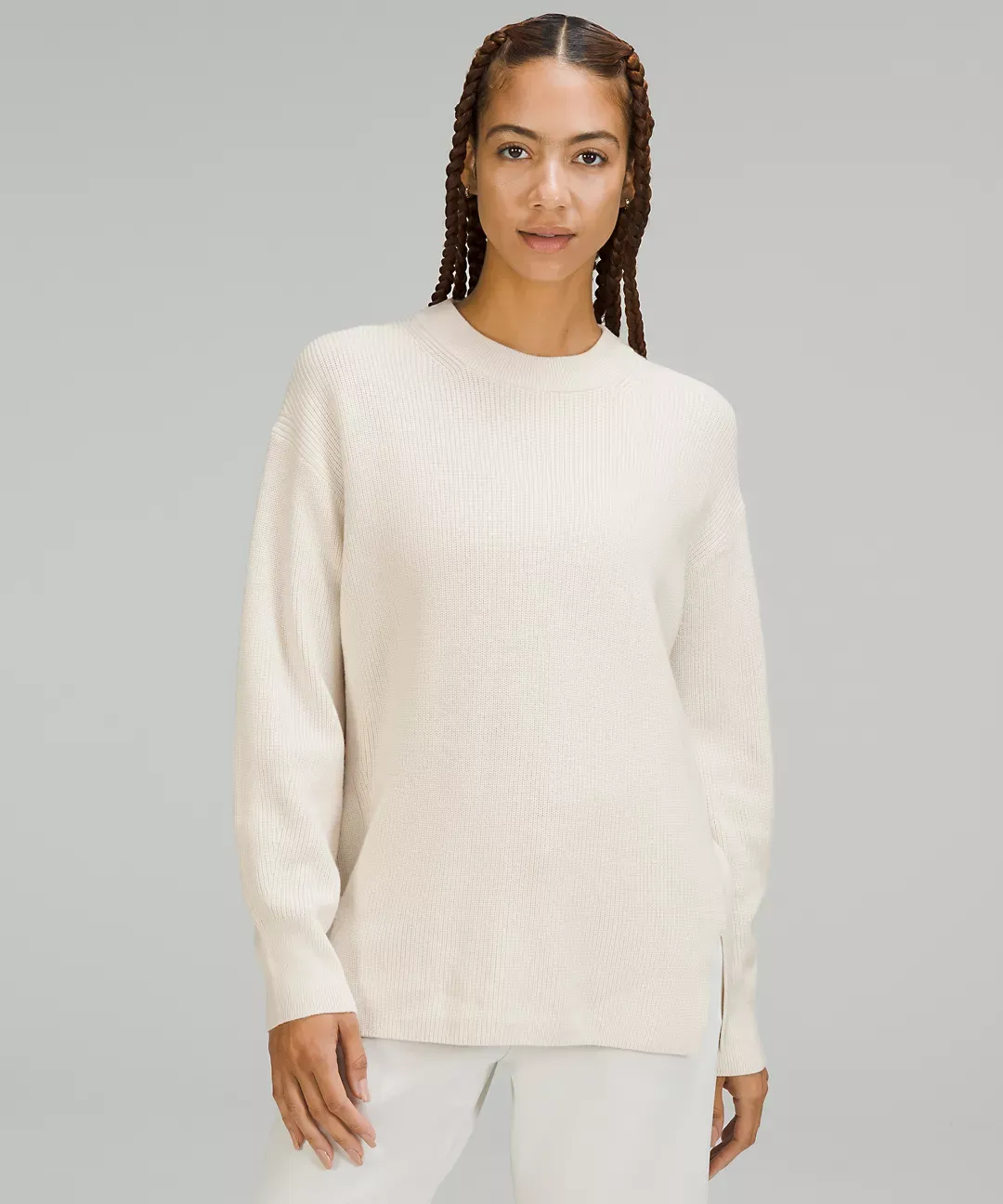 Merino Wool-Blend Ribbed Crewneck Sweater