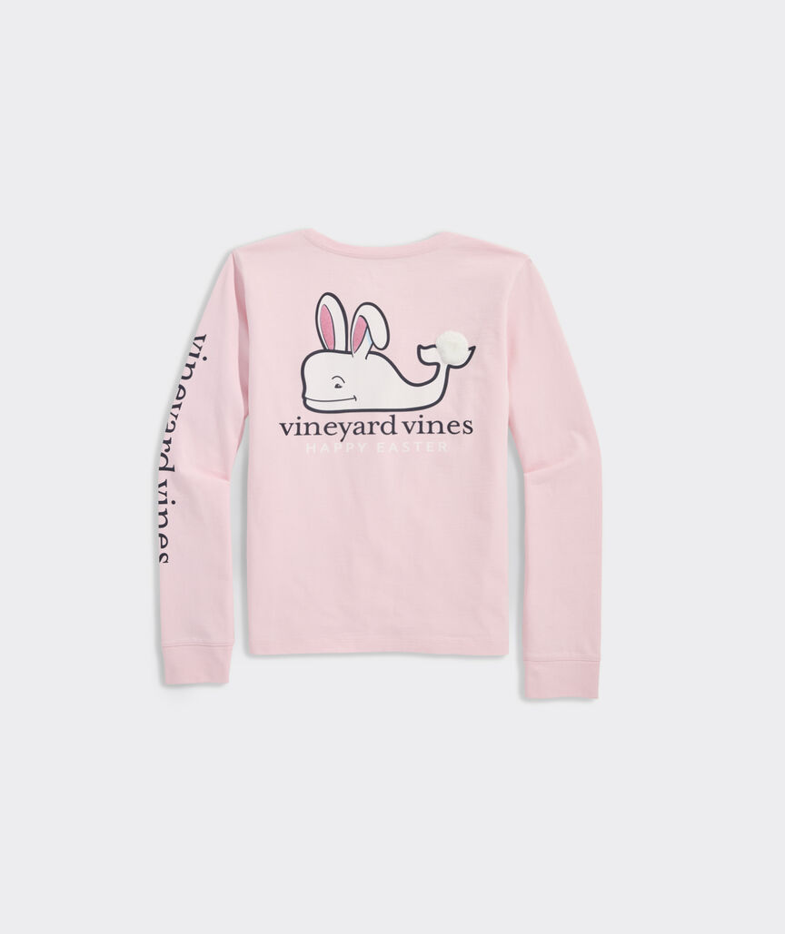 Girls' Fuzzy Easter Bunny Whale Long-Sleeve Pocket Tee
