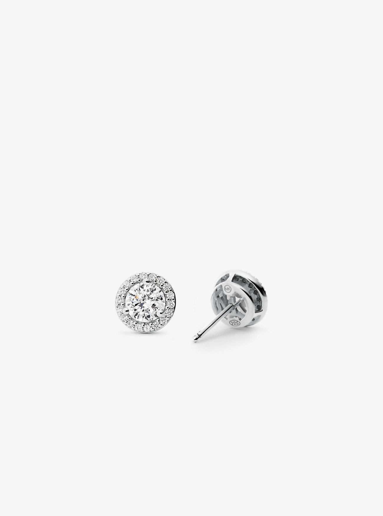 Precious Metal-Plated Sterling Silver Pavé Stud Earrings
