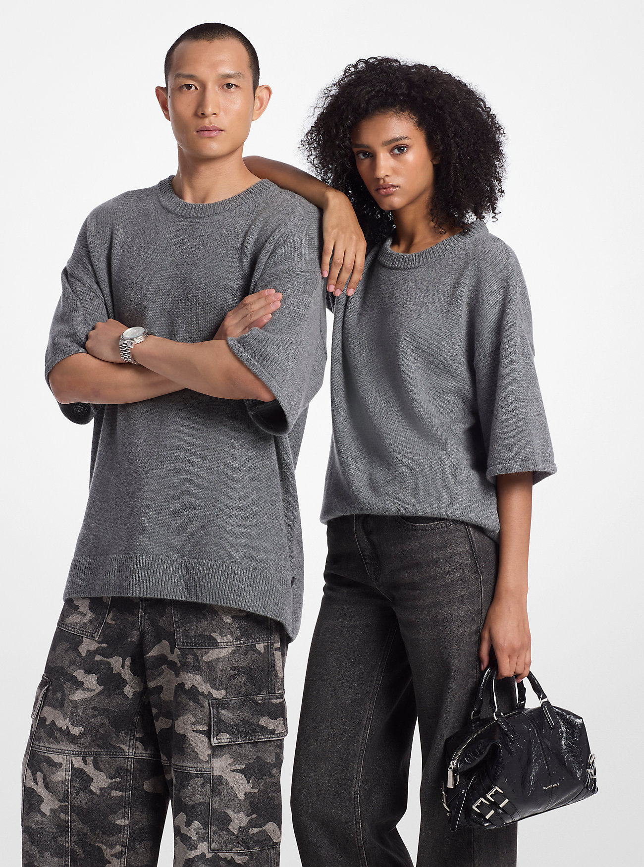 Wool and Cashmere Blend Short-Sleeve Sweater