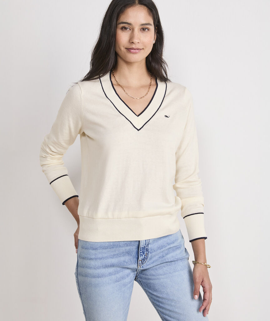 Cotton Cashmere Heritage V-Neck Sweater