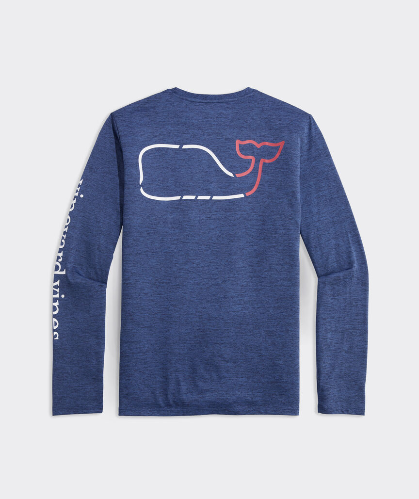 On-The-Go Whale Outline Long-Sleeve Harbor Performance Tee