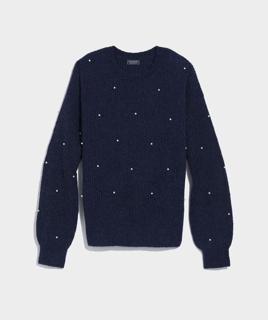 Plush Embellished Crewneck Sweater