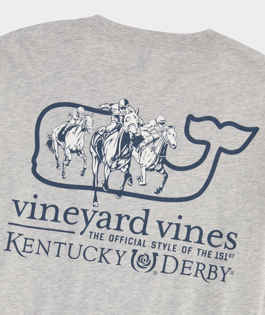 Kentucky Derby Whale Outline Race Long-Sleeve Pocket Tee