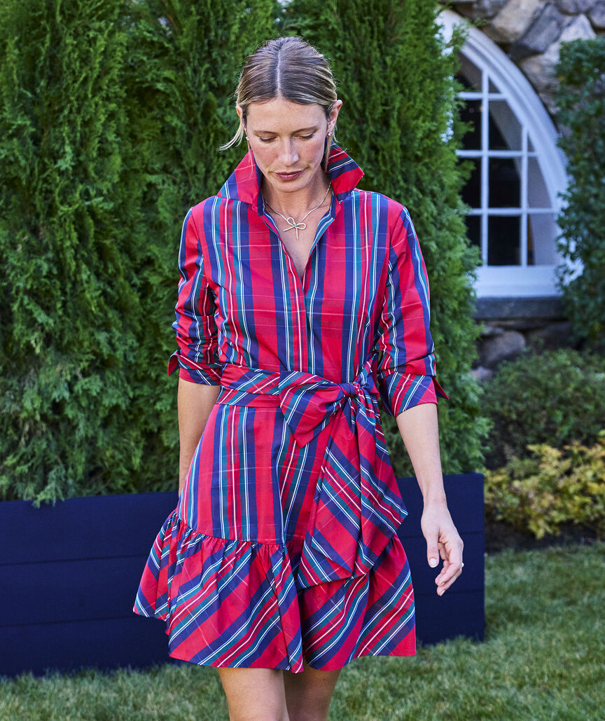 Taffeta Tie-Waist Shirtdress