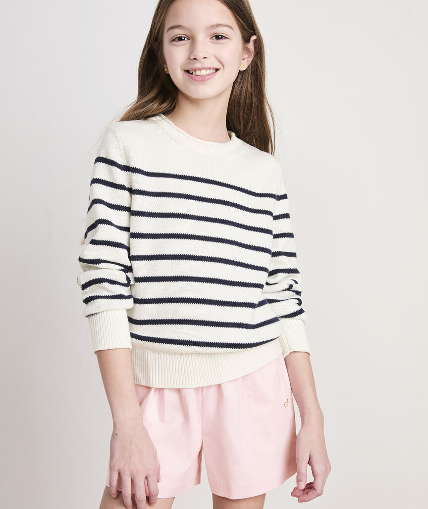 Girls' Breton Stripe Rollneck Sweater