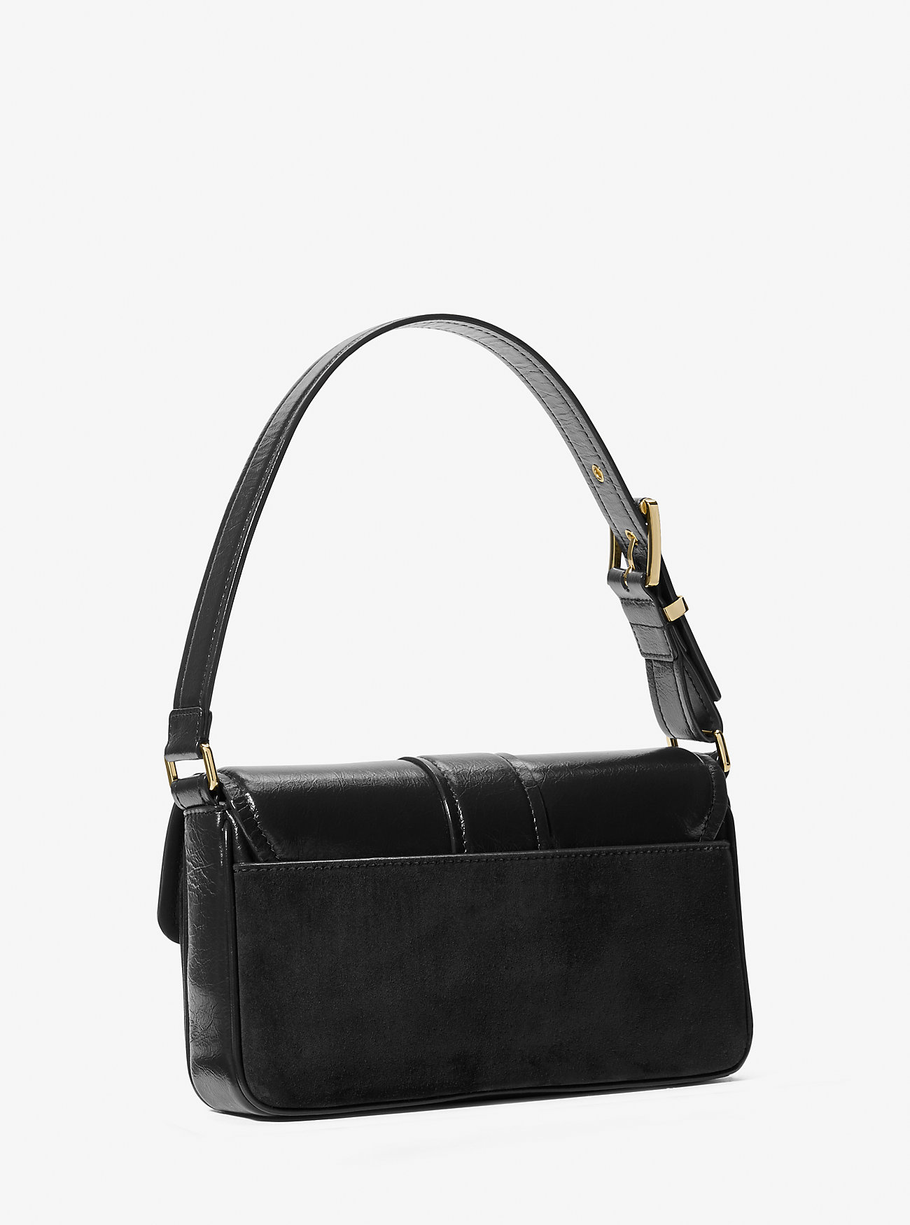 Colby Medium Crackled Leather and Suede Shoulder Bag