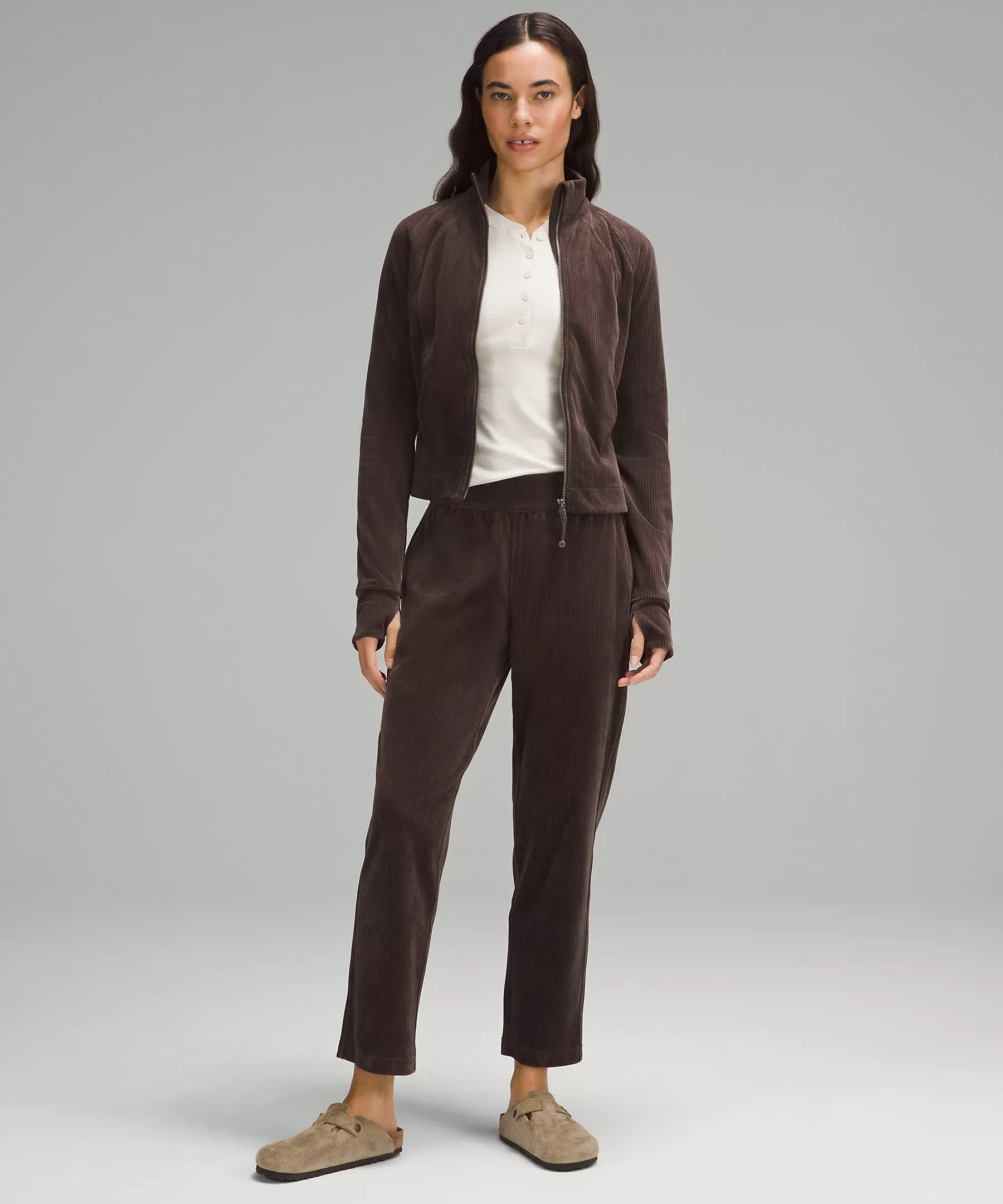 Scuba Mid-Rise Straight-Leg Pant 7/8 Length Velvet Cord