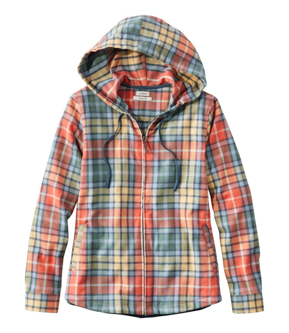 Women's Scotch Plaid Flannel Shirt, Relaxed Zip Hoodie