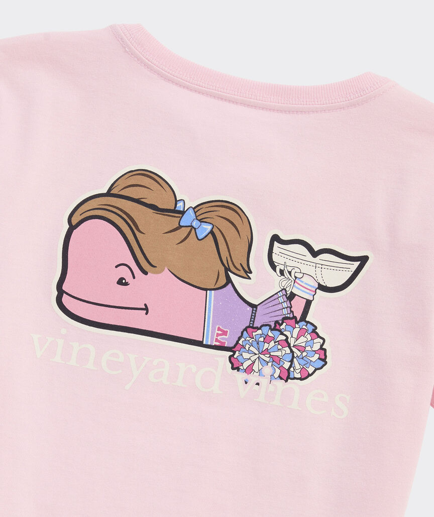 Girls' Glitter Cheerleader Whale Short-Sleeve Pocket Tee