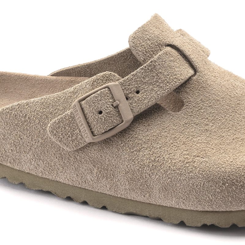 Birkenstock Boston Soft Suede Footbed Faded Khaki