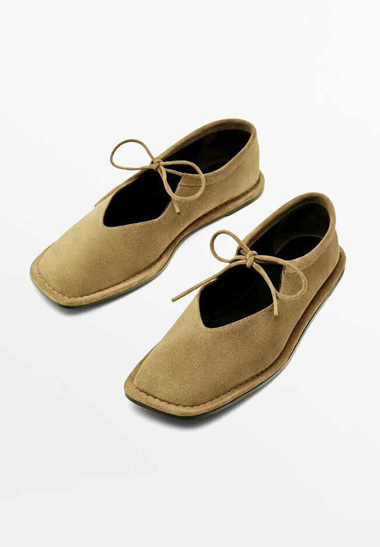 Massimo Dutti TIED SPLIT FLATS - Stringate sportive
