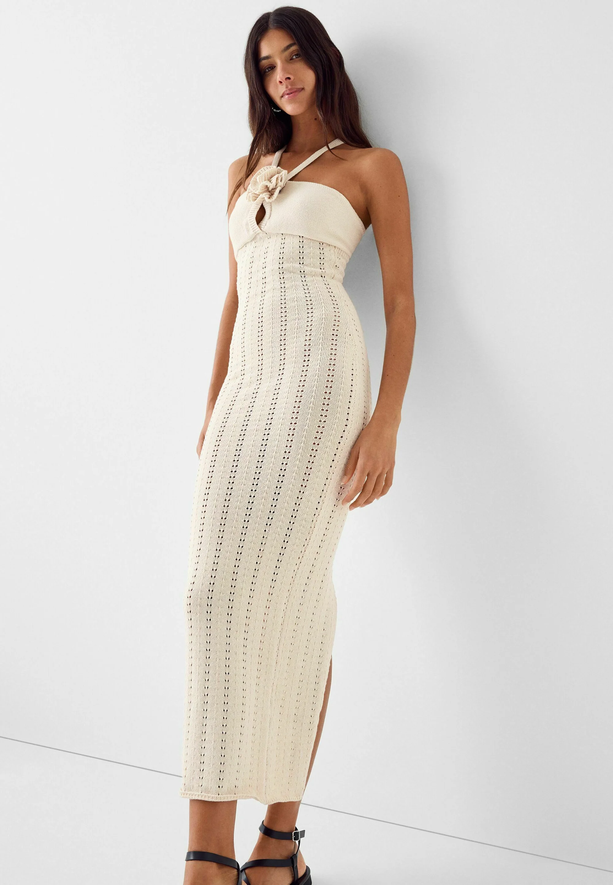 Bershka FLORAL NECKLINEMIDI - Tubino