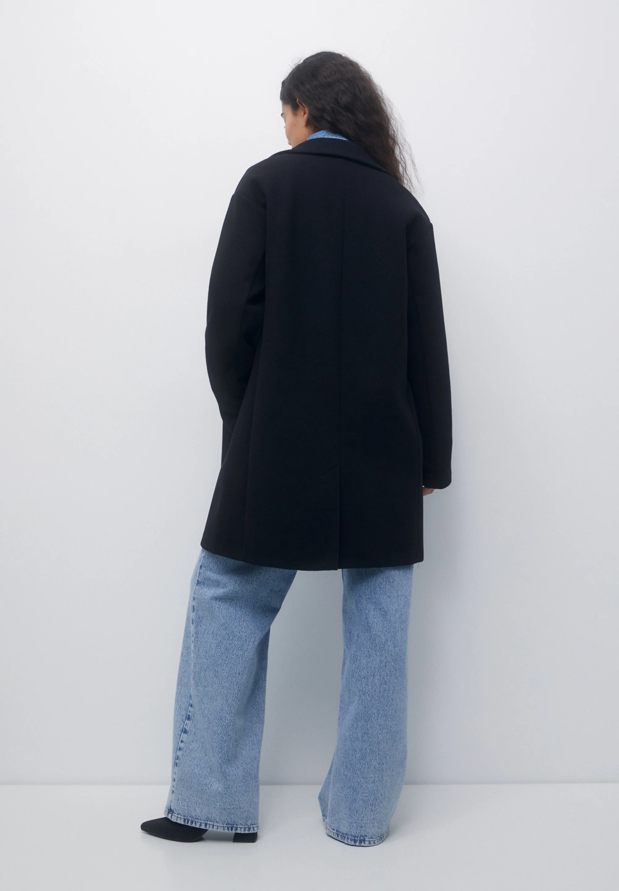 PULL&BEAR FELT TEXTURE WITH BUTTON - Cappotto corto