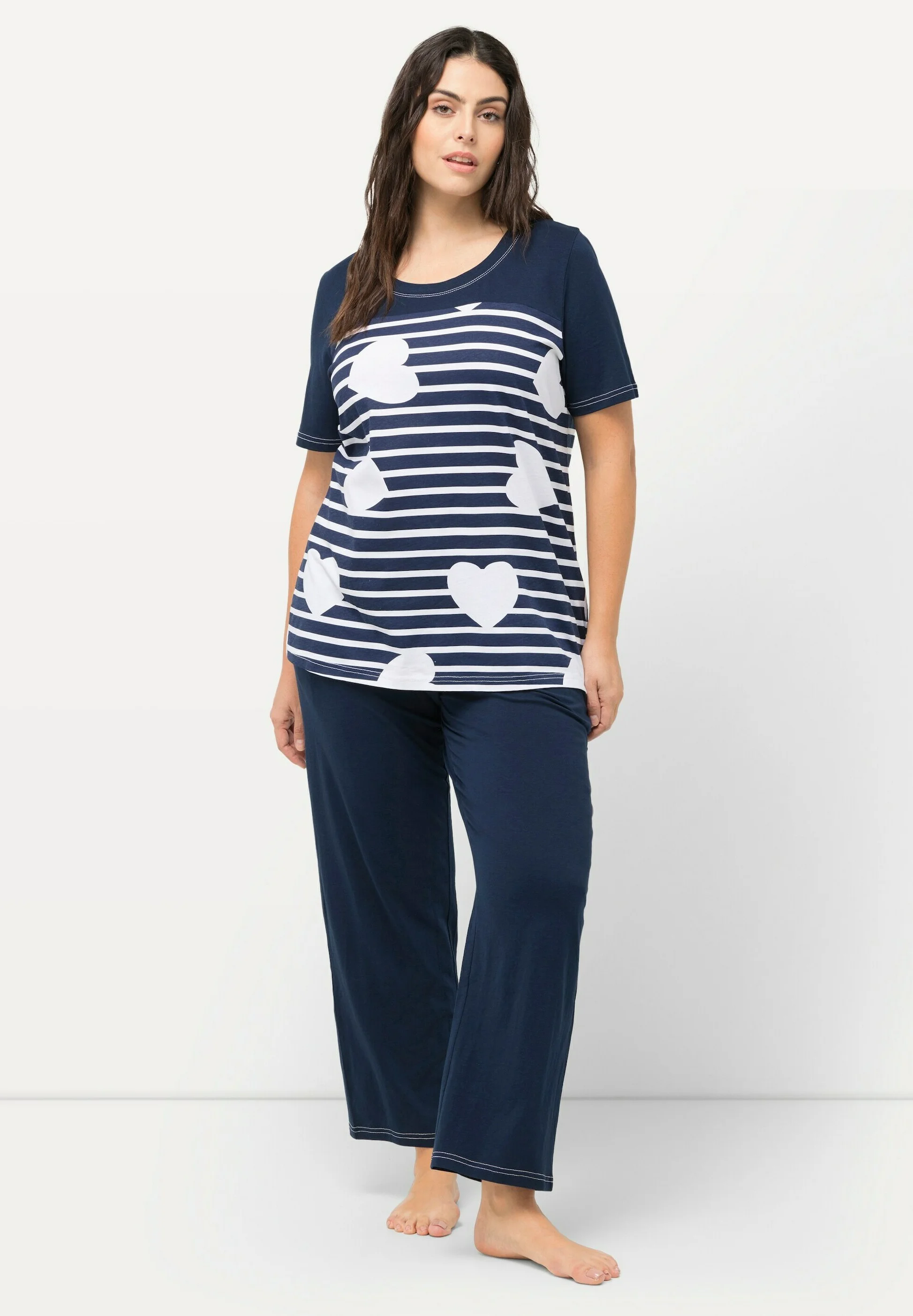 Ulla Popken STRIPED HEART SHORT SLEEVE - Pigiama