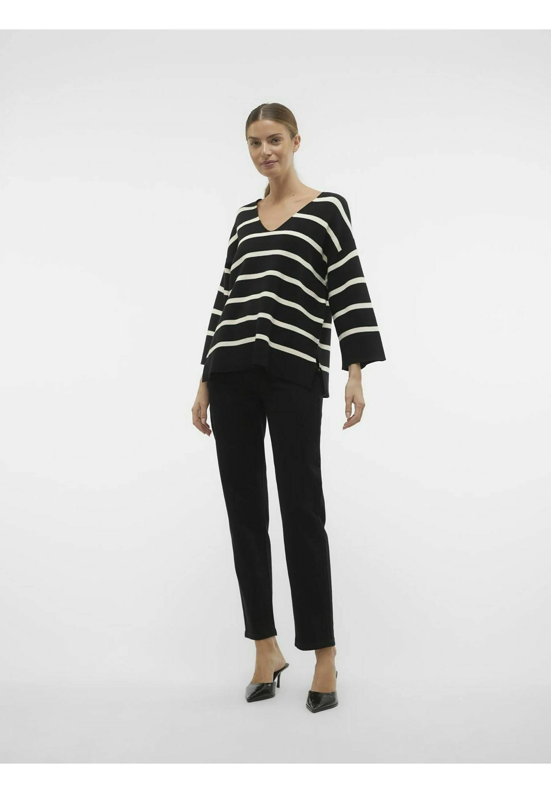 Vero Moda VMSABA 3/4 V-NCK STRIPE GA NOOS - Maglione
