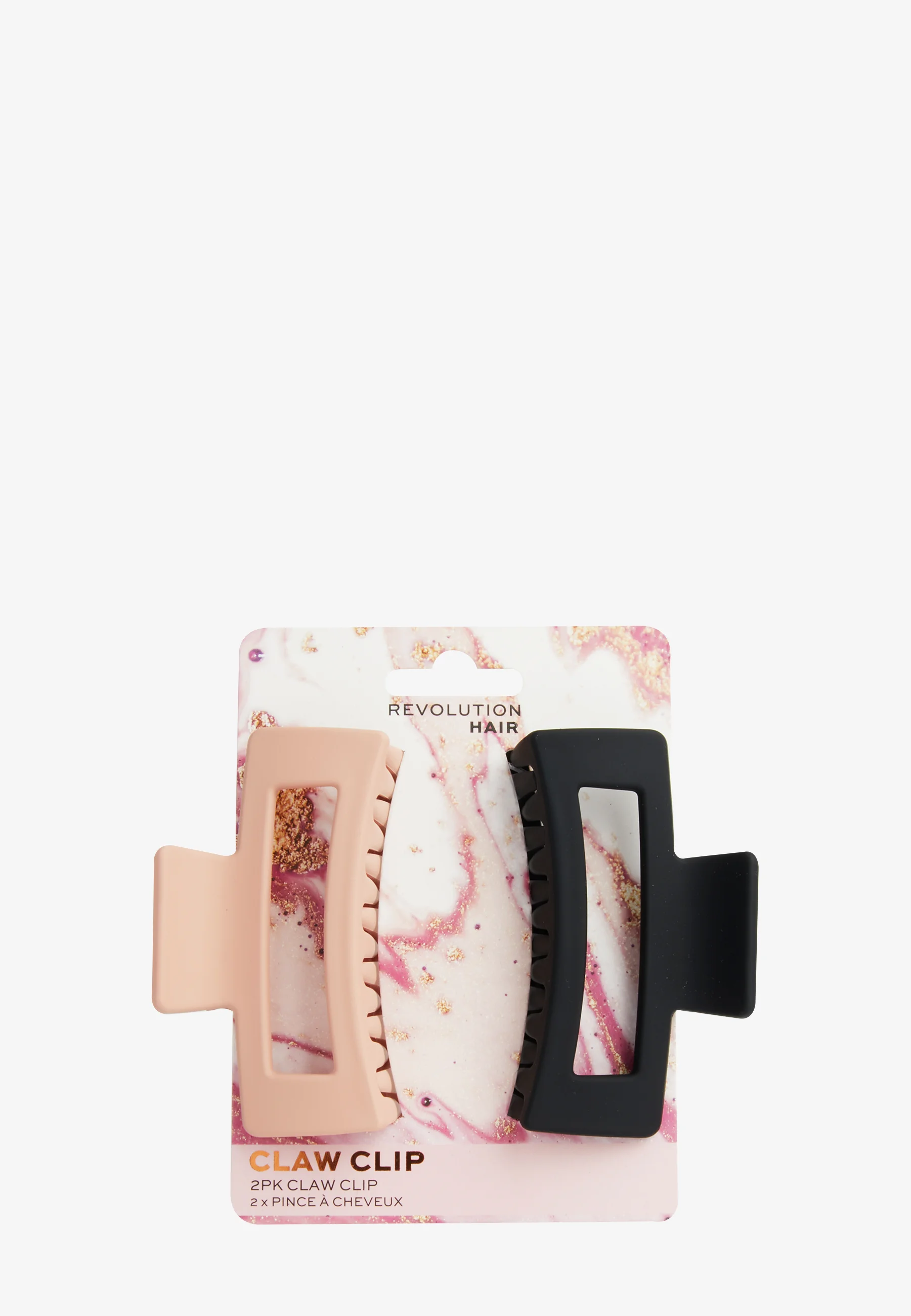 Revolution Haircare RECTANGLE MATTE CLIP NUDE/BLACK 2 PACK - Accessori capelli