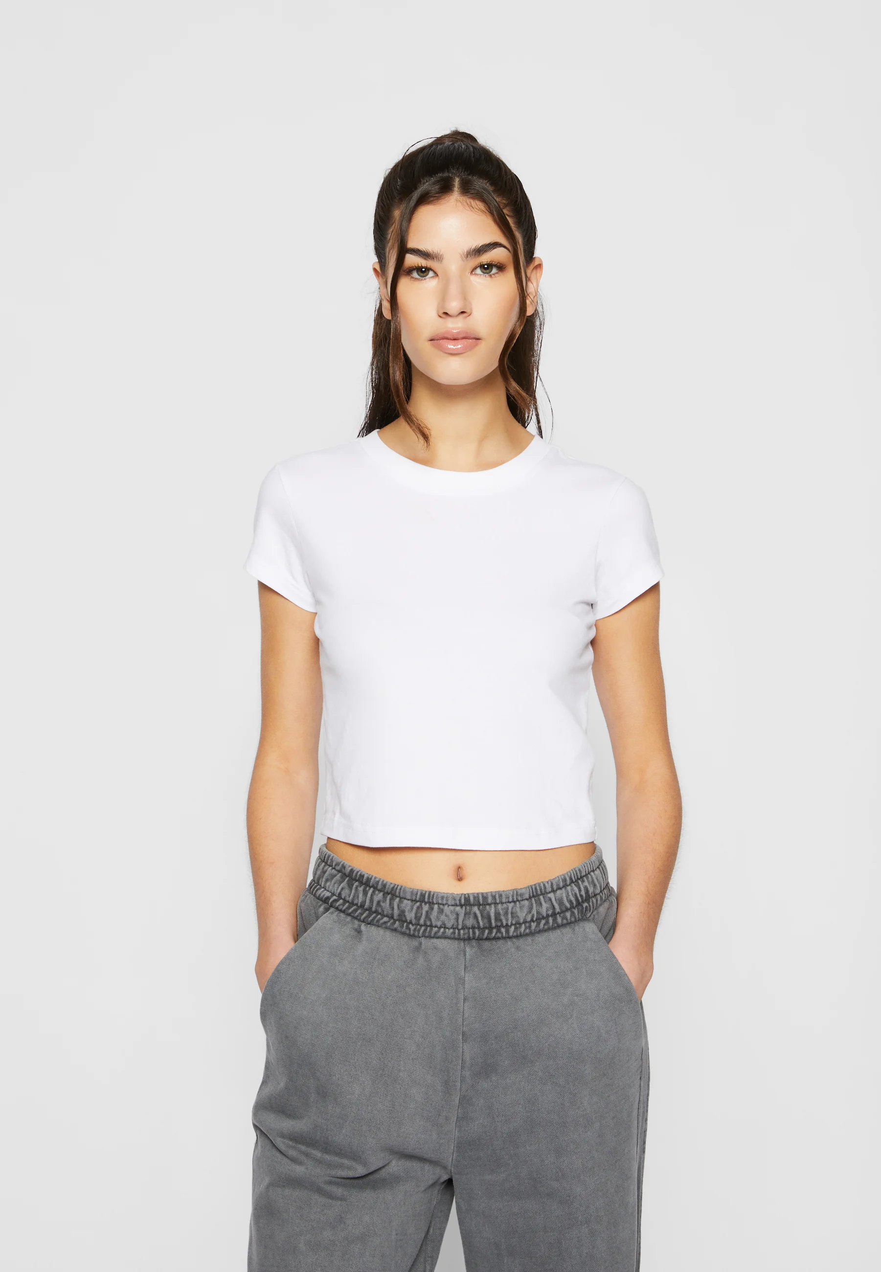 STRETCH JERSEY CROPPED TEE - T-shirt basic