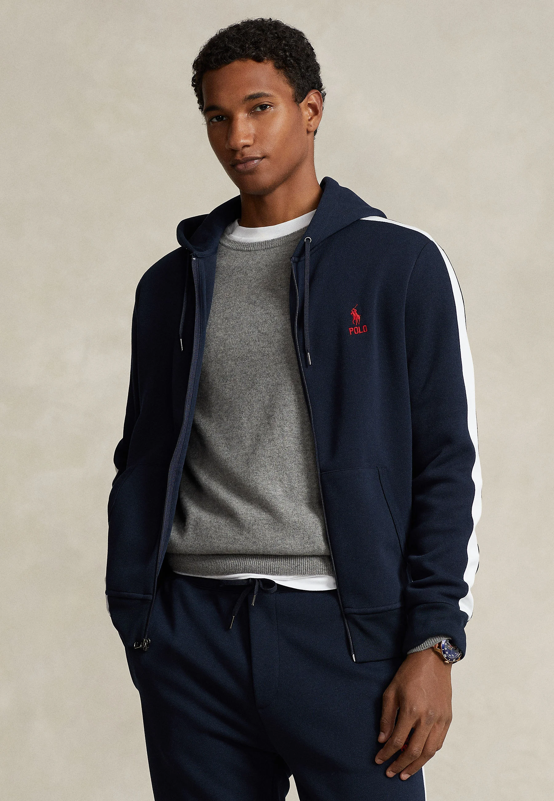 DOUBLE-KNIT MESH FULL-ZIP HOODIE - Felpa con zip