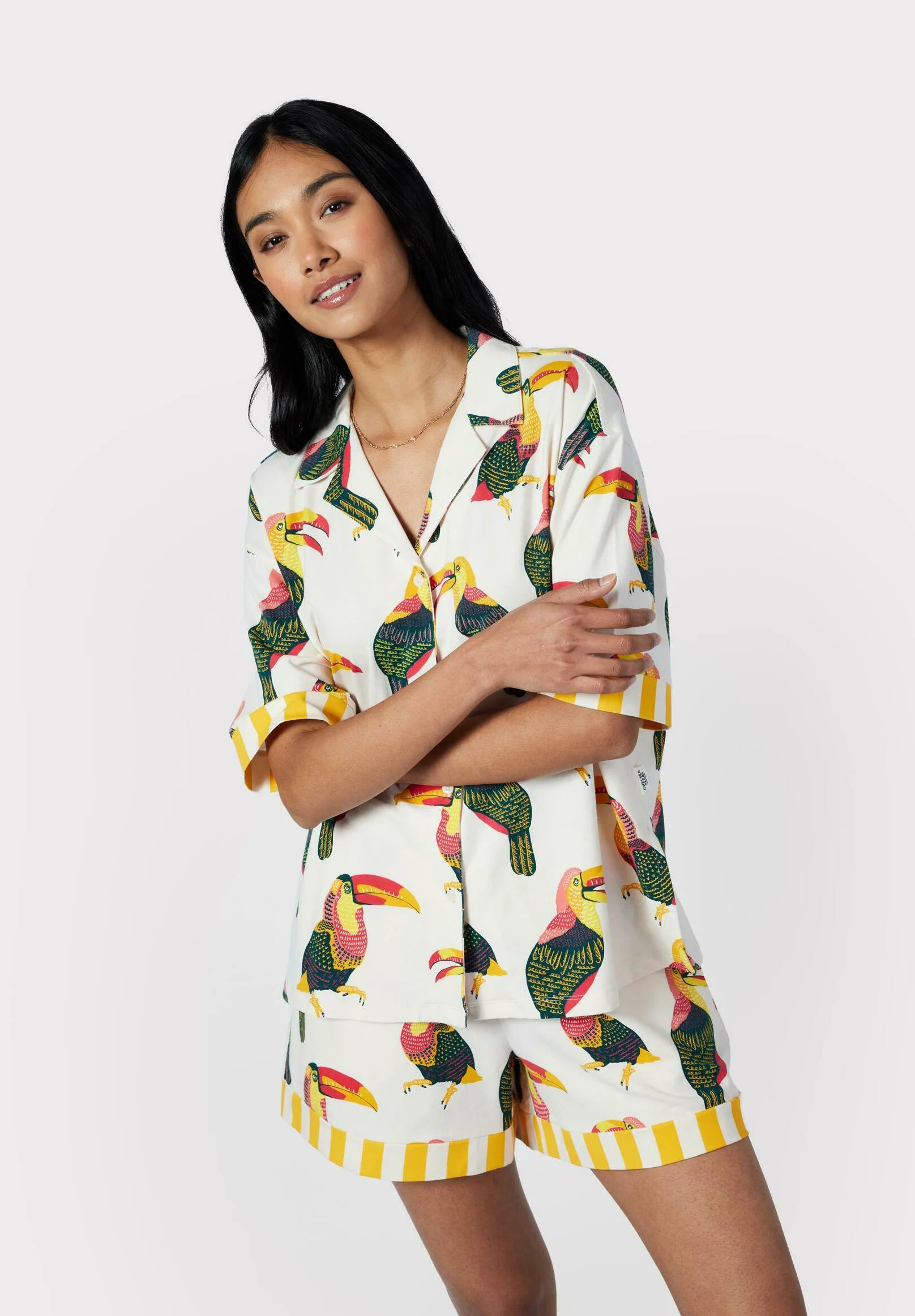 Chelsea Peers TOUCAN PRINT BUTTON UP - Pigiama