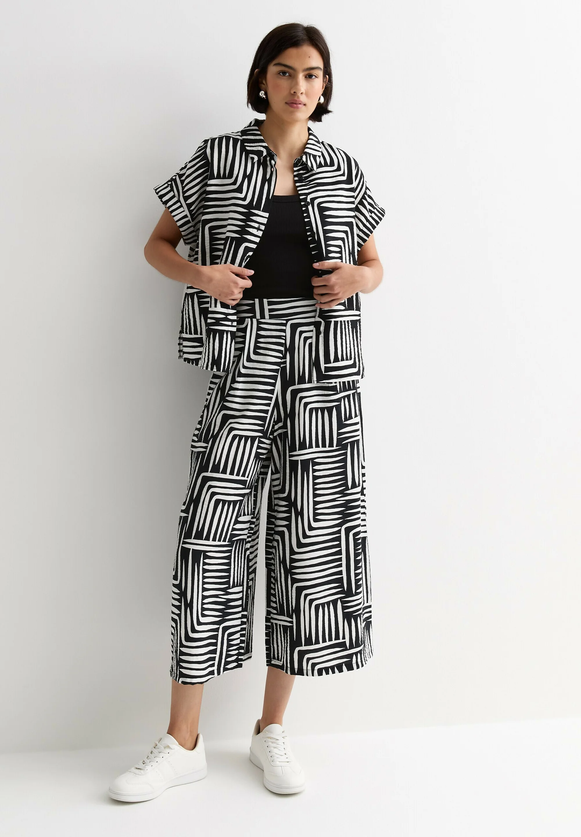 New Look ABSTRACT WIDE CROP- Pantaloni