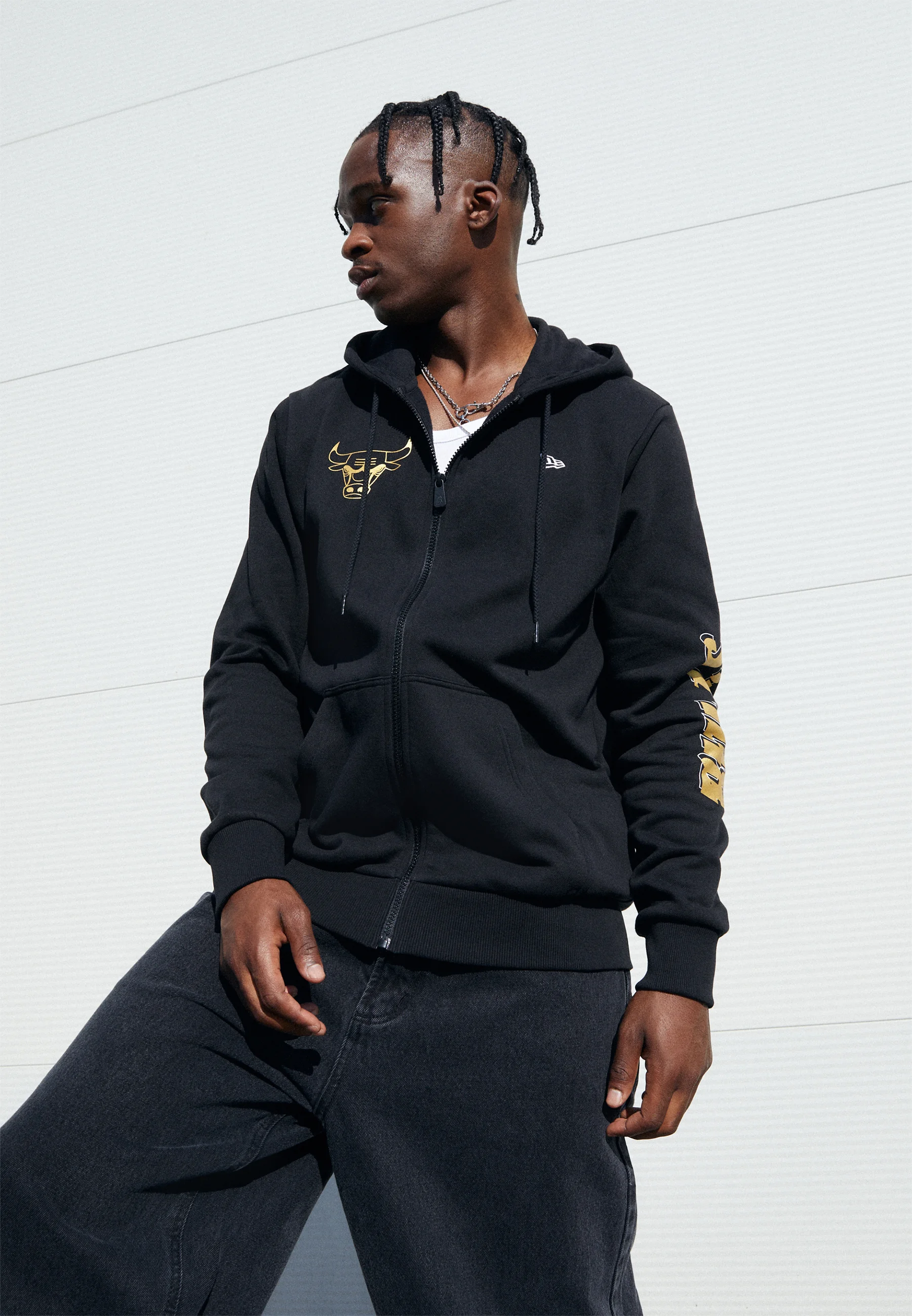 New Era NBA CHICAGO BULLS TEAM SCRIPT HOODY - Felpa con zip