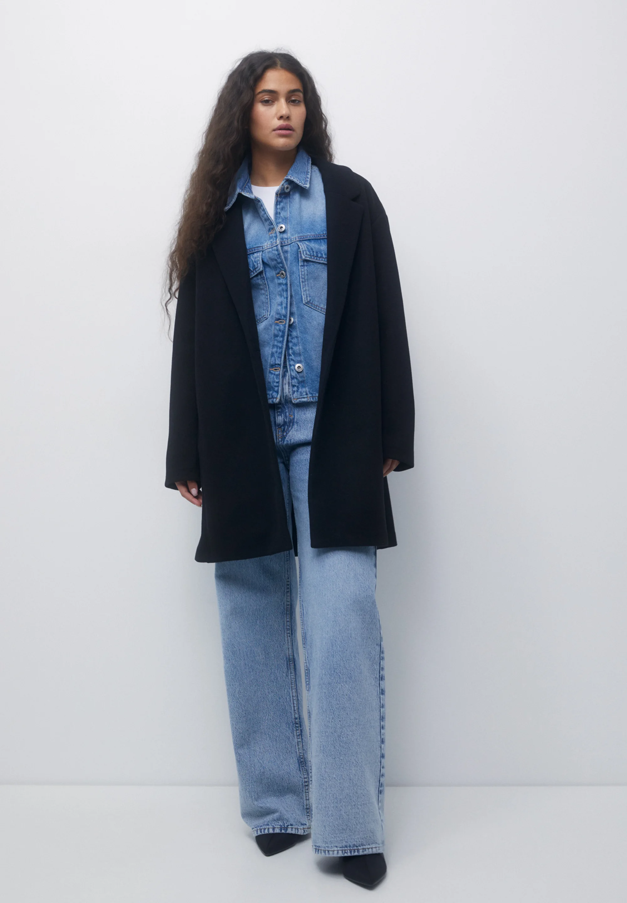 PULL&BEAR FELT TEXTURE WITH BUTTON - Cappotto corto