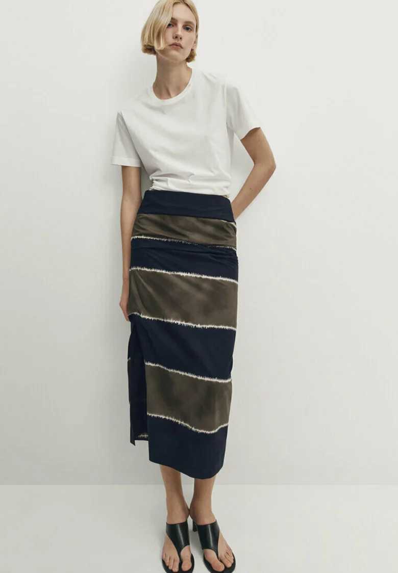 Massimo Dutti DOUBLE TONE STRIPED - Gonna a tubino